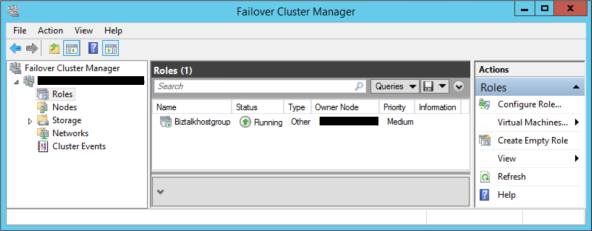Roles in Failover Cluster Manager